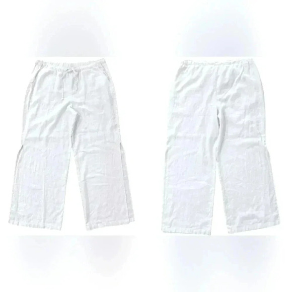 Boho 2XL White Linen Wide Leg Pockets Drawstring Shabby Chic New - Picture 4 of 7